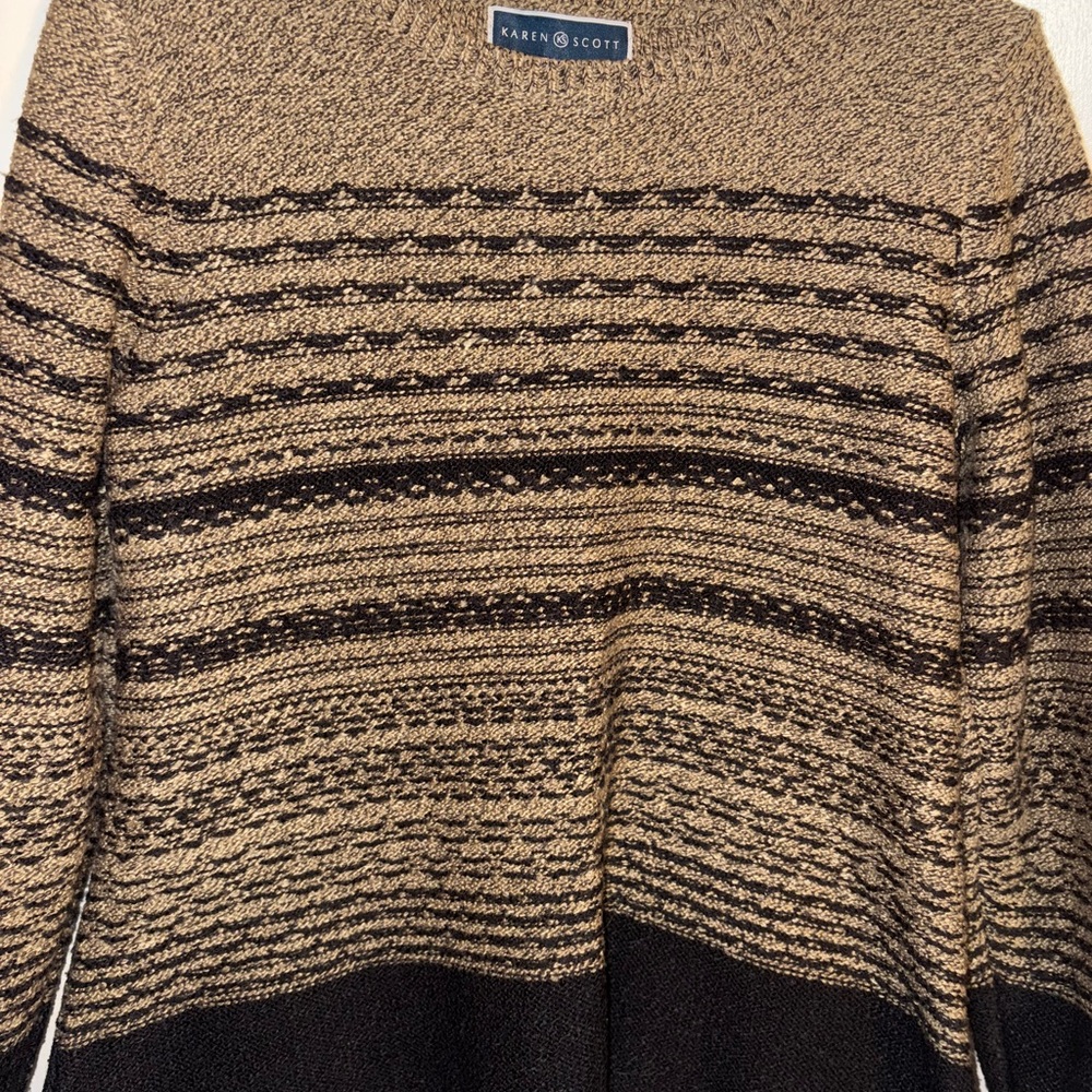 Karen Scott Tan and Black Patterned Sweater